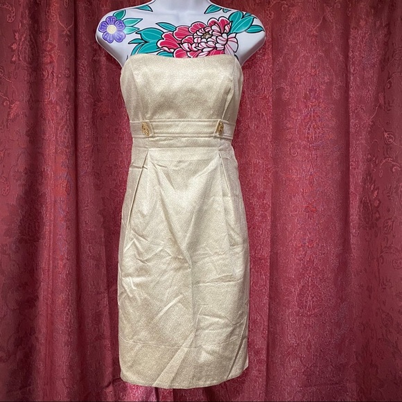 David’s Bridal Cream Strapless Formal Dress - Picture 1 of 4